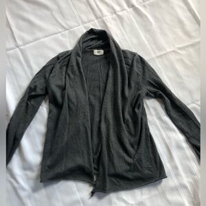 Dark Grey Open Front Lightweight Cardigan